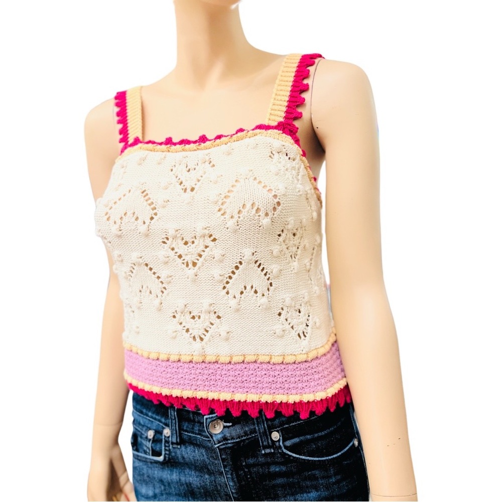 Zara cropped Crochet Top Size Large in good condition preowned 100% cotton - Picture 6 of 9